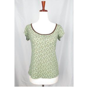 Hiatus Keyhole Scoop Neck Top Green Floral - Medium